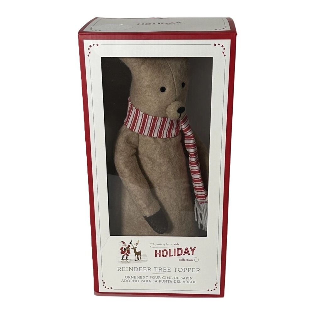 Pottery Barn Kids Holiday Collection Reindeer Tree Topper Tan Felt Scarf‎